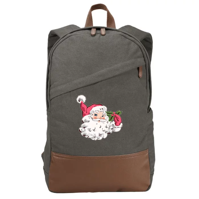 Cute Vintage Christmas Santa Claus Face Cotton Canvas Backpack