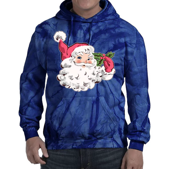 Cute Vintage Christmas Santa Claus Face Tie Dye Hoodie