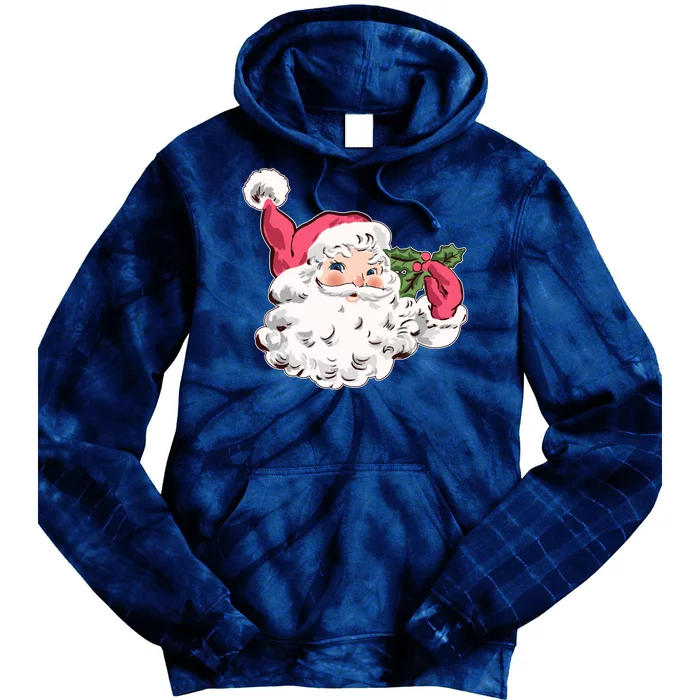 Cute Vintage Christmas Santa Claus Face Tie Dye Hoodie