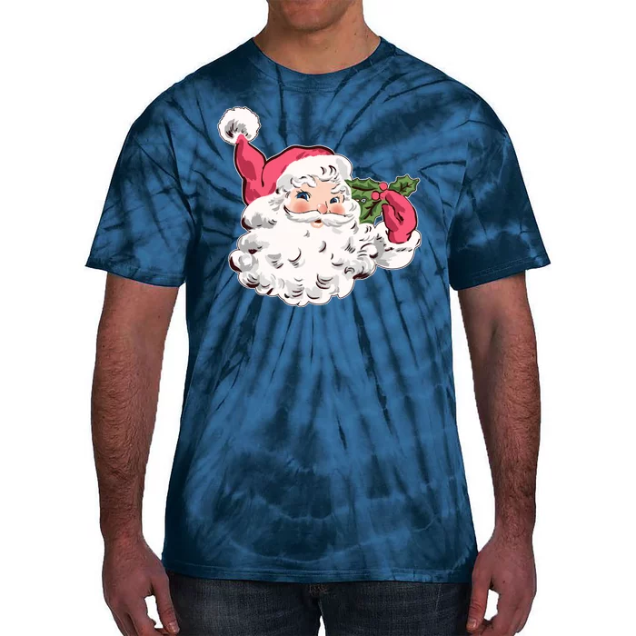 Cute Vintage Christmas Santa Claus Face Tie-Dye T-Shirt