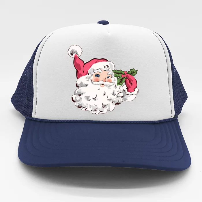 Cute Vintage Christmas Santa Claus Face Trucker Hat