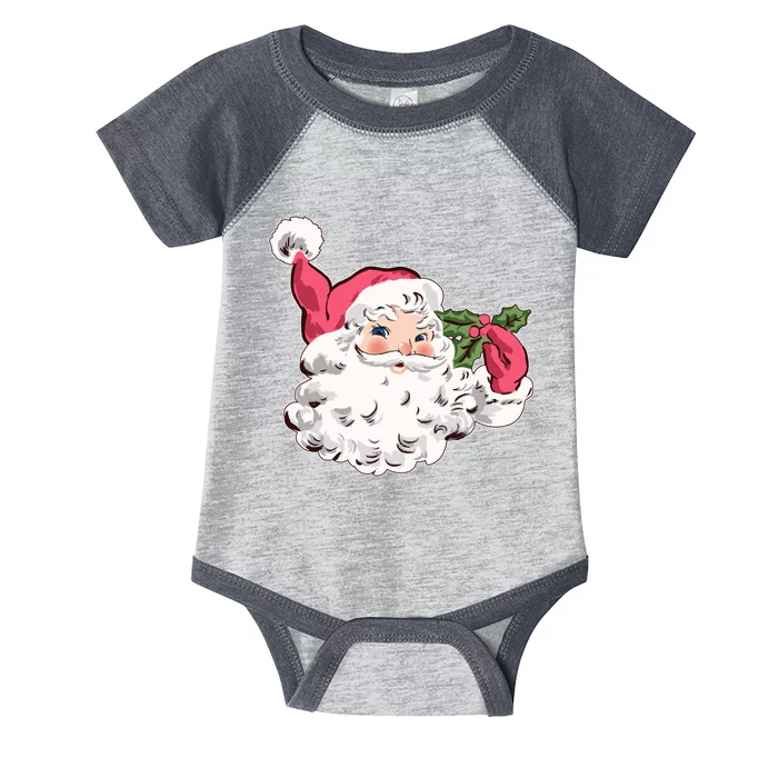 Cute Vintage Christmas Santa Claus Face Infant Baby Jersey Bodysuit