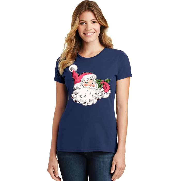 Cute Vintage Christmas Santa Claus Face Women's T-Shirt