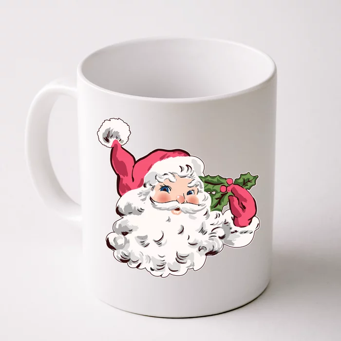 Cute Vintage Christmas Santa Claus Face Front & Back Coffee Mug