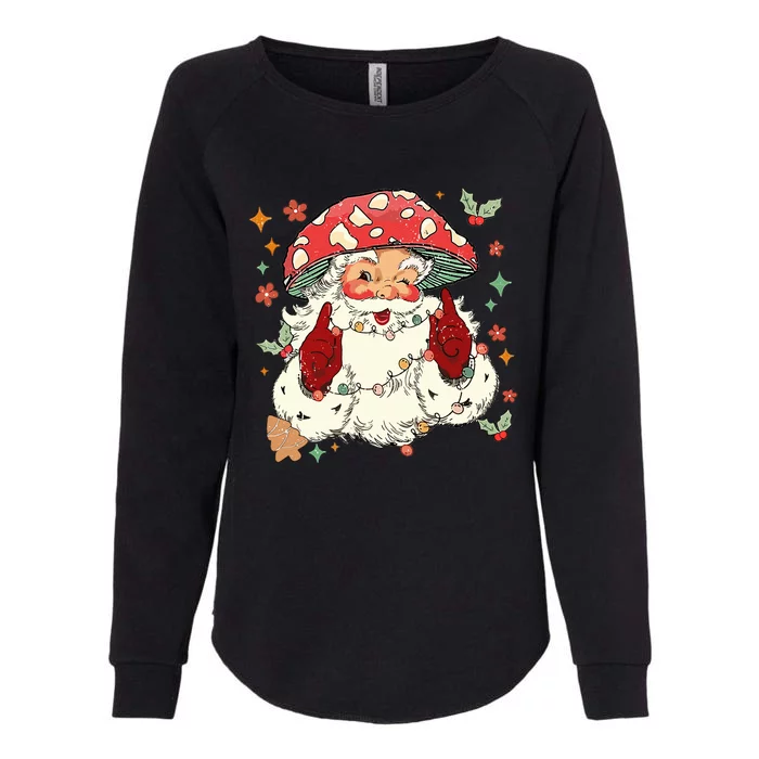 Cool Vintage Christmas Mushroom Santa Claus Face Womens California Wash Sweatshirt