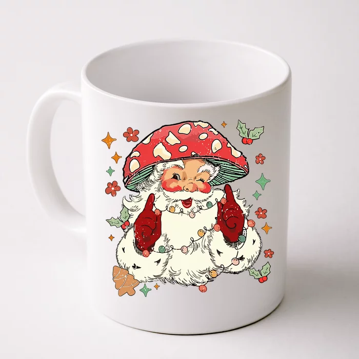 Cool Vintage Christmas Mushroom Santa Claus Face Front & Back Coffee Mug