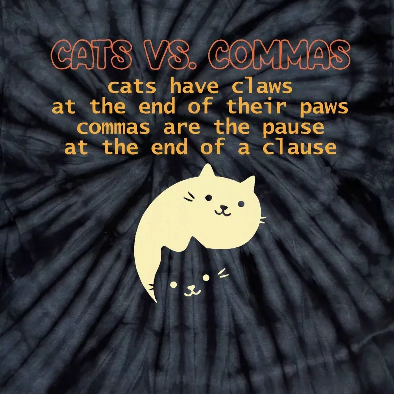 Cats Vs. Commas Funny Cat Lover Grammar Teacher School Tie-Dye T-Shirt