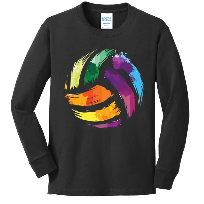 Colorful Volleyball Cute Colorsplash Ball Gift Kids Long Sleeve Shirt