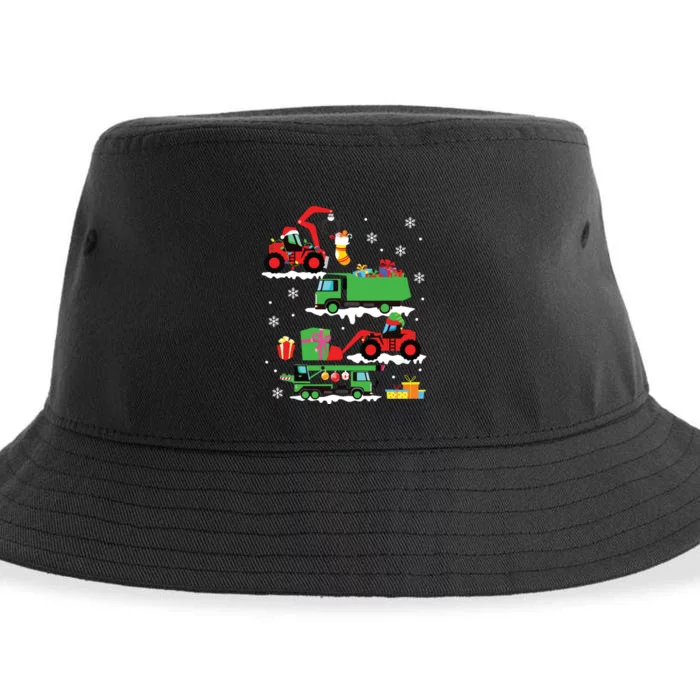 Construction Vehicle Christmas Red Trucks Winter Boy Sustainable Bucket Hat