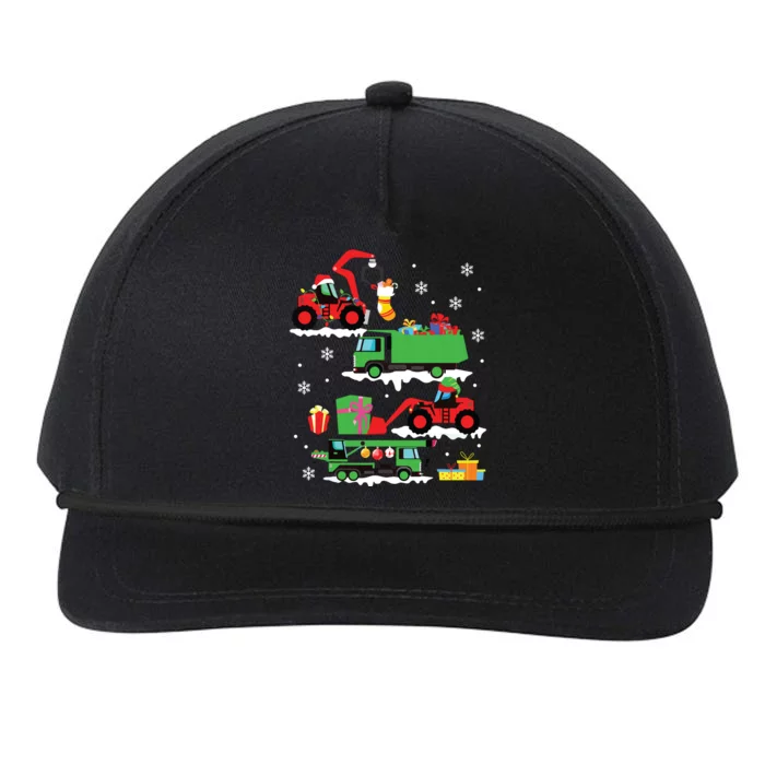 Construction Vehicle Christmas Red Trucks Winter Boy Snapback Five-Panel Rope Hat