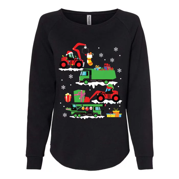 Construction Vehicle Christmas Red Trucks Winter Boy Womens California Wash Sweatshirt