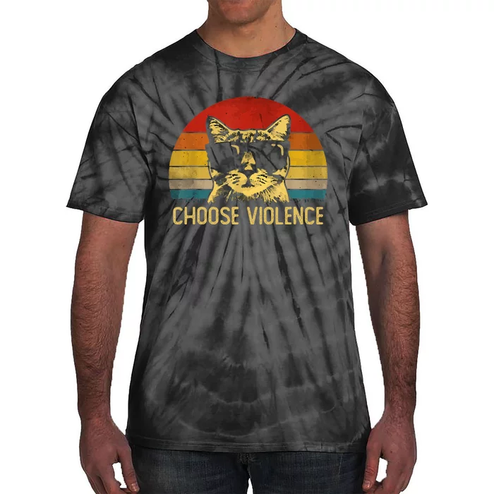 Choose Violence Cat Vintage Tie-Dye T-Shirt