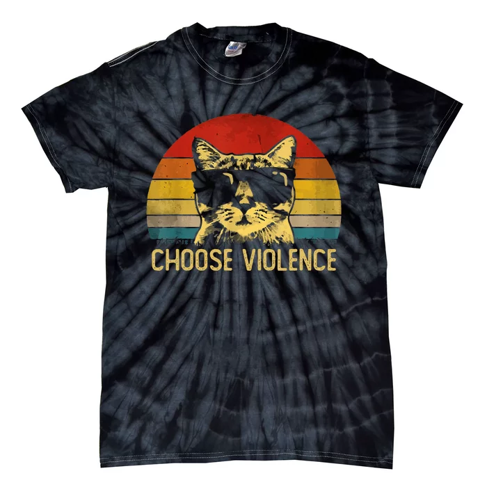 Choose Violence Cat Vintage Tie-Dye T-Shirt