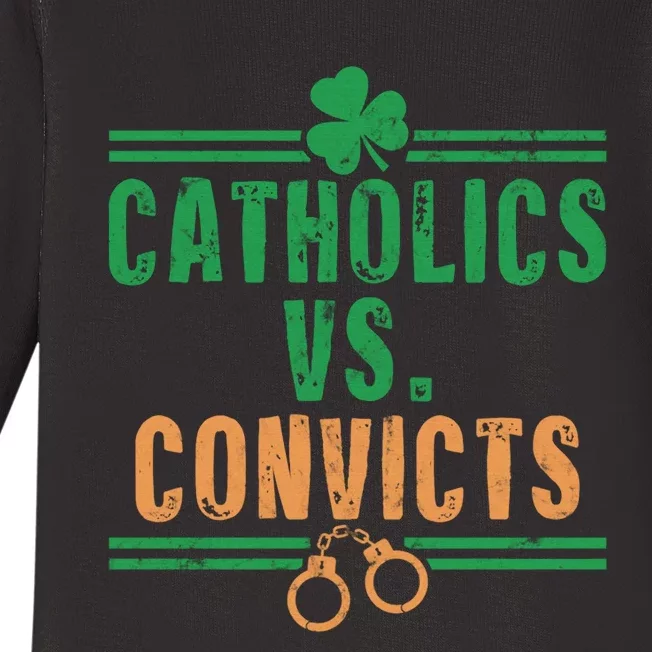 Catholics VS Convicts Funny Religion Baby Long Sleeve Bodysuit