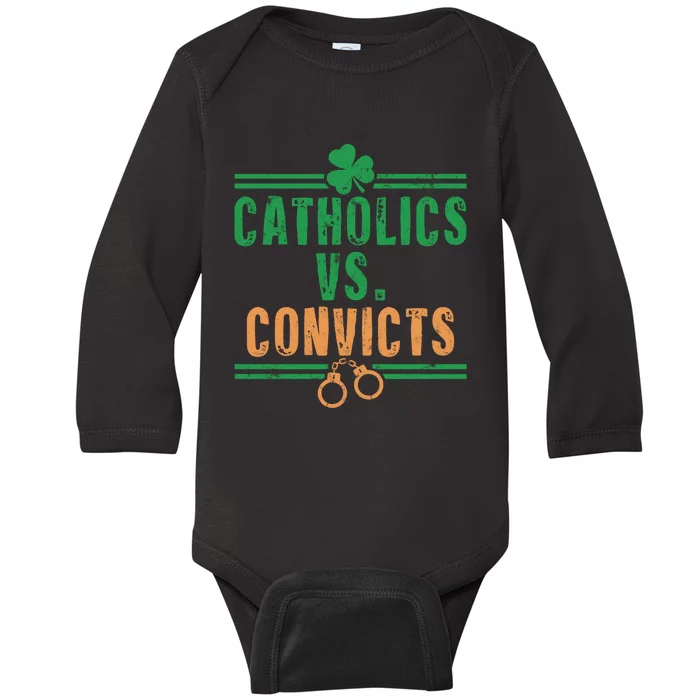 Catholics VS Convicts Funny Religion Baby Long Sleeve Bodysuit