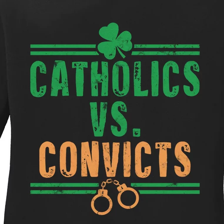 Catholics VS Convicts Funny Religion Ladies Long Sleeve Shirt