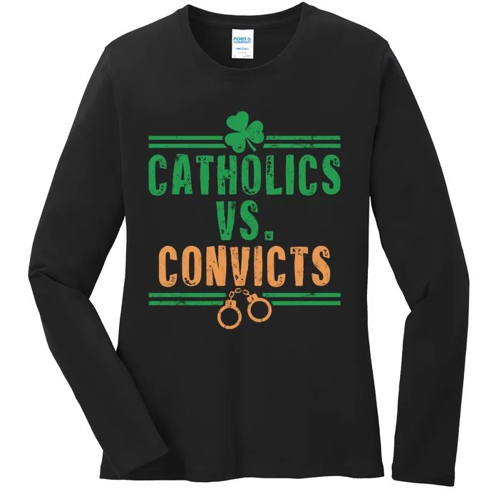 Catholics VS Convicts Funny Religion Ladies Long Sleeve Shirt