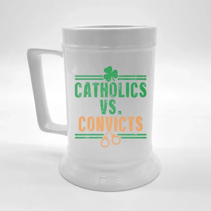 Catholics VS Convicts Funny Religion Front & Back Beer Stein