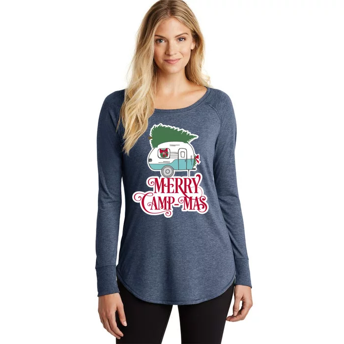 Christmas Vintage Camper Gift Merry Campmas Women's Perfect Tri Tunic Long Sleeve Shirt