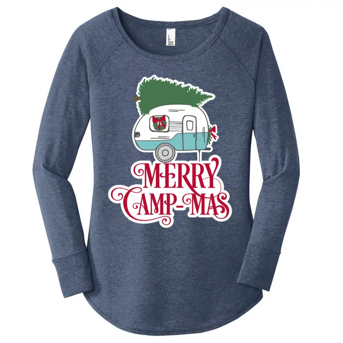 Christmas Vintage Camper Gift Merry Campmas Women's Perfect Tri Tunic Long Sleeve Shirt