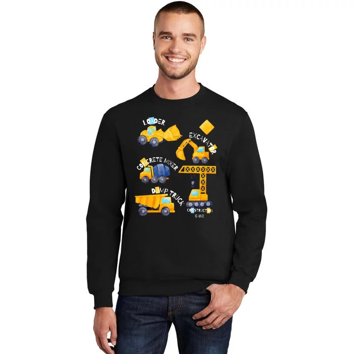 construction vehicles collage Tall Sweatshirt