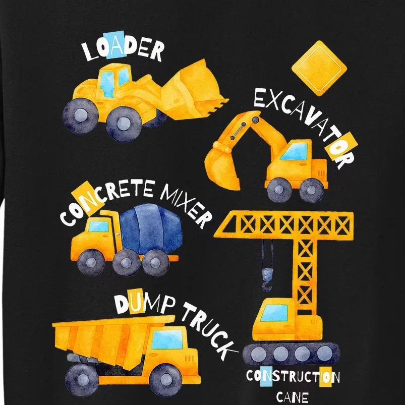 construction vehicles collage Tall Sweatshirt