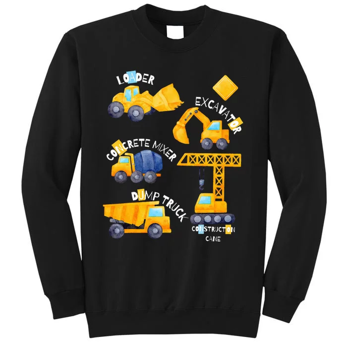 construction vehicles collage Tall Sweatshirt