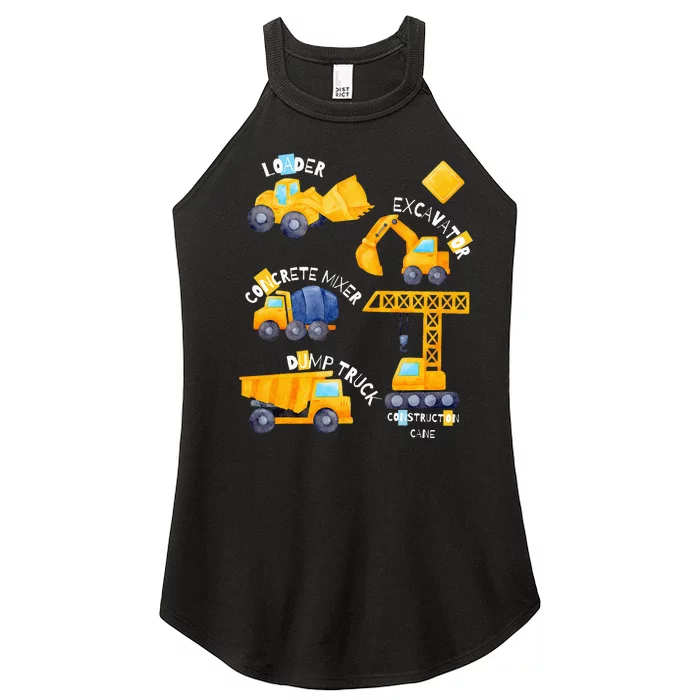 construction vehicles collage Women’s Perfect Tri Rocker Tank