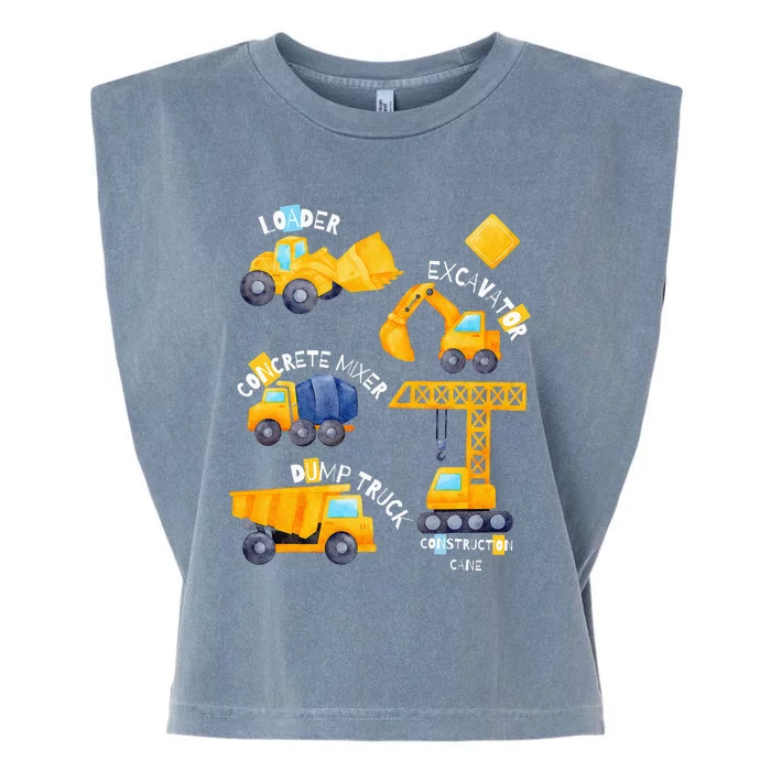 construction vehicles collage Garment-Dyed Women's Muscle Tee