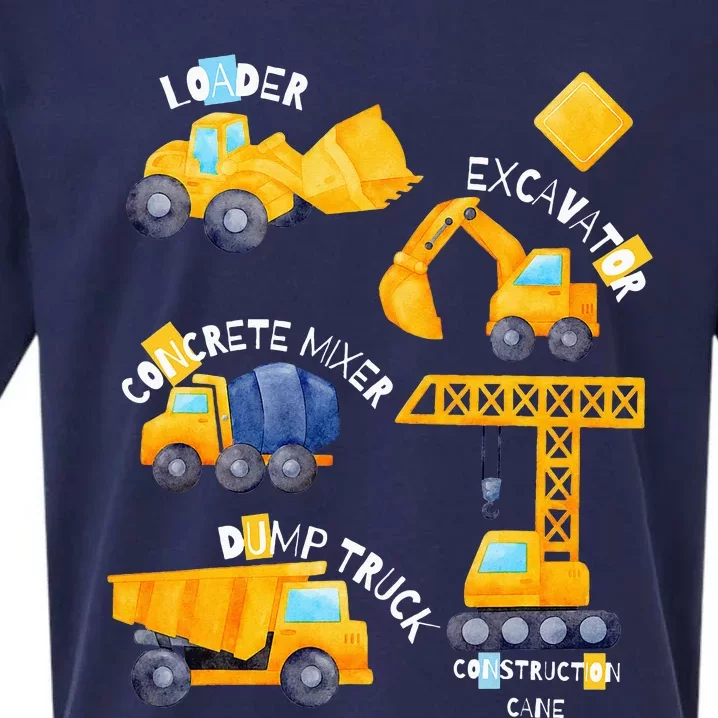 construction vehicles collage Sueded Cloud Jersey T-Shirt