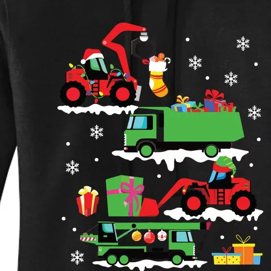 Construction Vehicle Christmas Red Trucks Winter Women's Pullover Hoodie