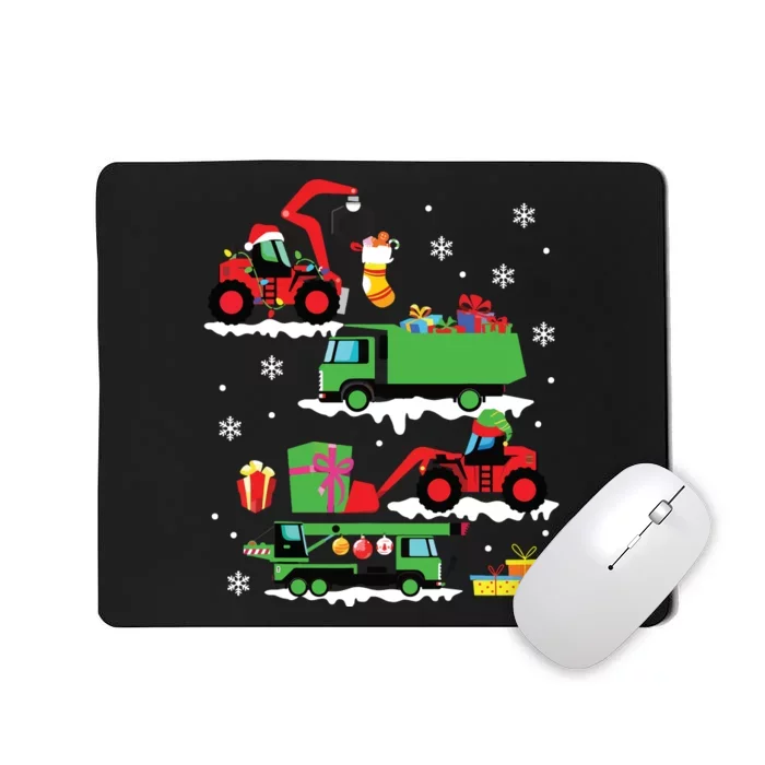 Construction Vehicle Christmas Red Trucks Winter Mousepad