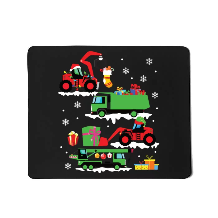 Construction Vehicle Christmas Red Trucks Winter Mousepad