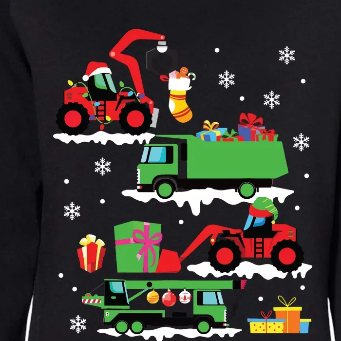 Construction Vehicle Christmas Red Trucks Winter Womens California Wash Sweatshirt