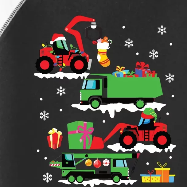 Construction Vehicle Christmas Red Trucks Winter Toddler Fine Jersey T-Shirt