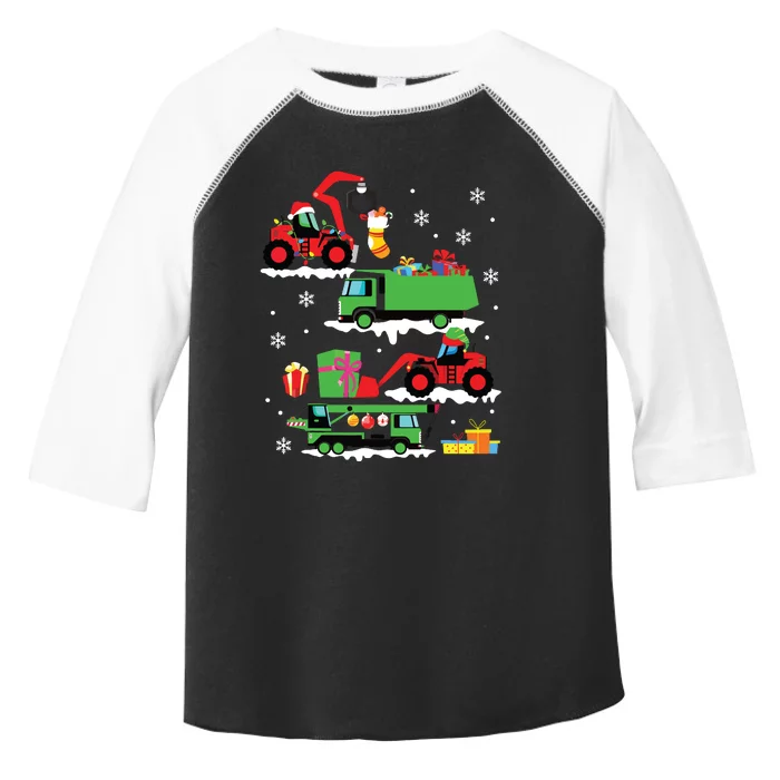 Construction Vehicle Christmas Red Trucks Winter Toddler Fine Jersey T-Shirt