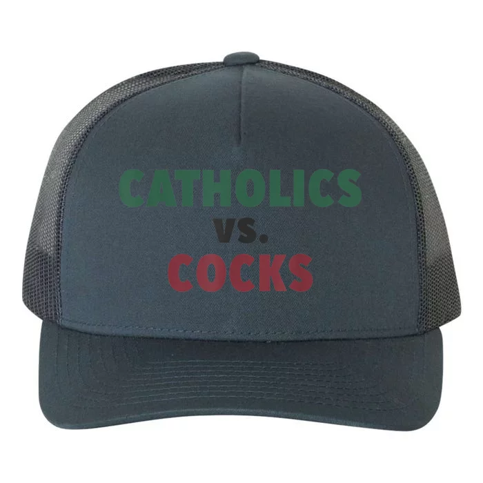 Catholics VS Cocks Funny Religious Yupoong Adult 5-Panel Trucker Hat