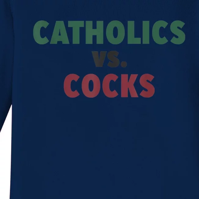 Catholics VS Cocks Funny Religious Baby Long Sleeve Bodysuit