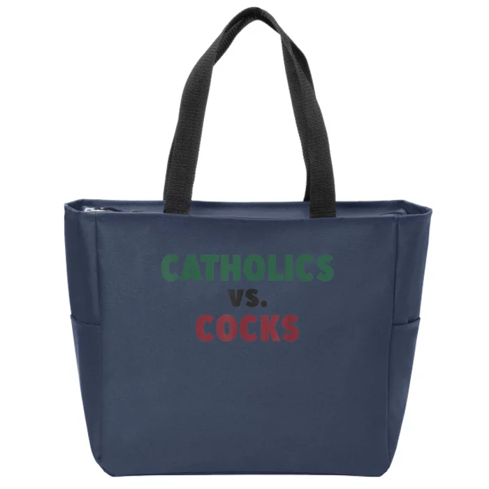 Catholics VS Cocks Funny Religious Zip Tote Bag