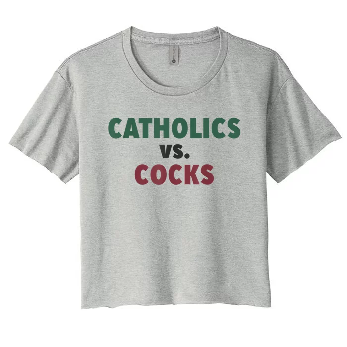 Catholics VS Cocks Funny Religious Women's Crop Top Tee