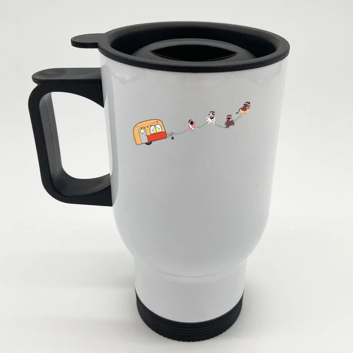 Camper Van Christmas Cow Sleigh Farmer Farm Animal Xmas Pj Front & Back Stainless Steel Travel Mug