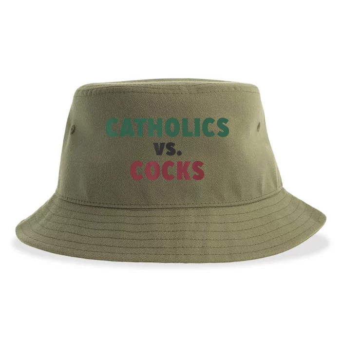 Catholics VS Cocks Funny Religious Sustainable Bucket Hat