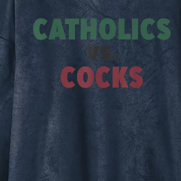 Catholics VS Cocks Funny Religious Hooded Wearable Blanket