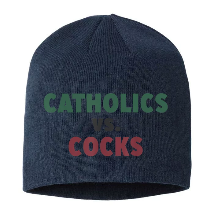 Catholics VS Cocks Funny Religious 8 1/2in Sustainable Knit Beanie