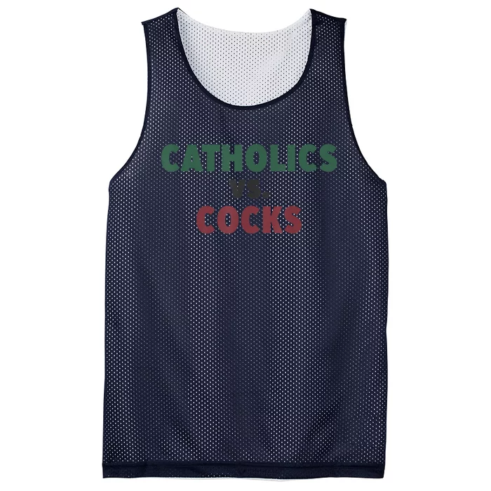 Catholics VS Cocks Funny Religious Mesh Reversible Basketball Jersey Tank