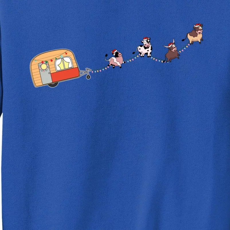 Camper Van Christmas Cow Sleigh Farmer Farm Animal Xmas Pj Gift Sweatshirt