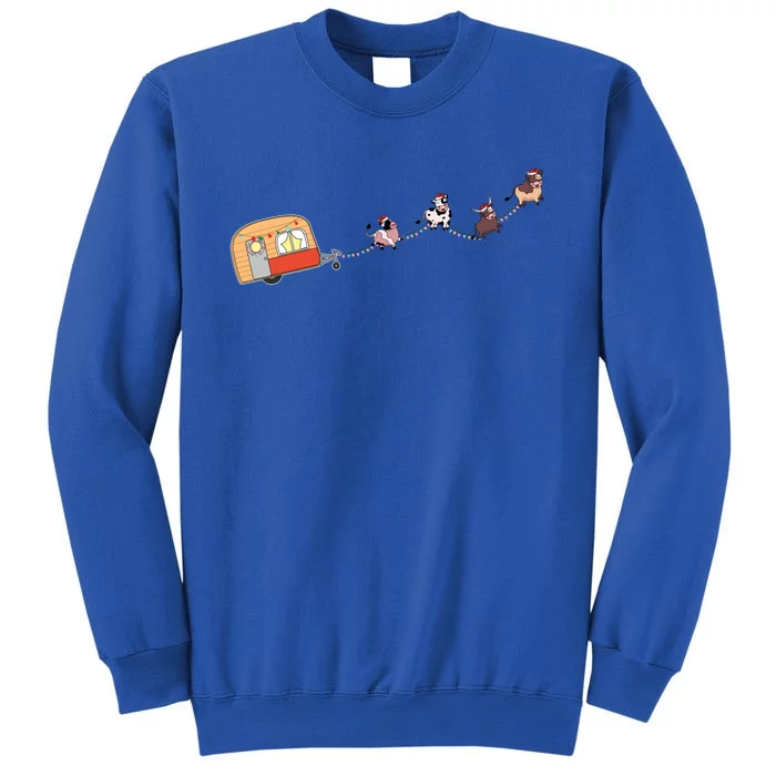 Camper Van Christmas Cow Sleigh Farmer Farm Animal Xmas Pj Gift Sweatshirt