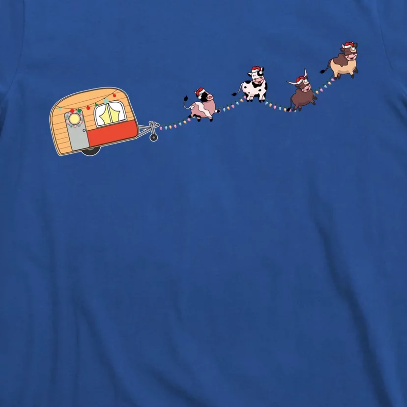 Camper Van Christmas Cow Sleigh Farmer Farm Animal Xmas Pj Gift T-Shirt