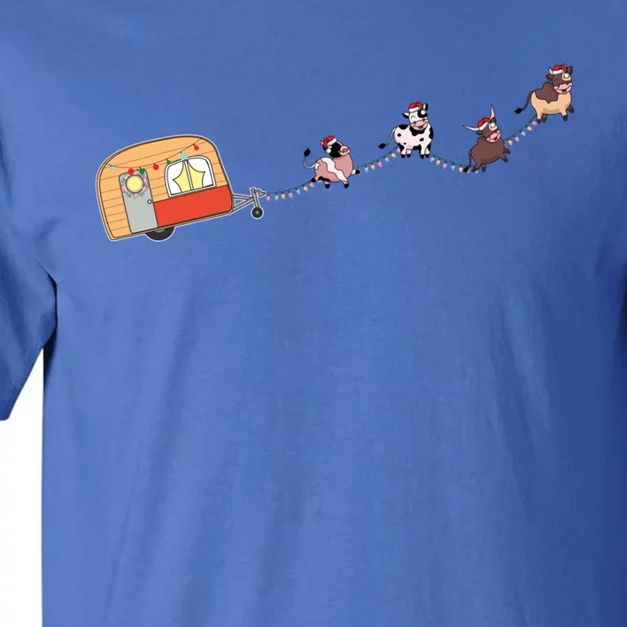 Camper Van Christmas Cow Sleigh Farmer Farm Animal Xmas Pj Gift Tall T-Shirt