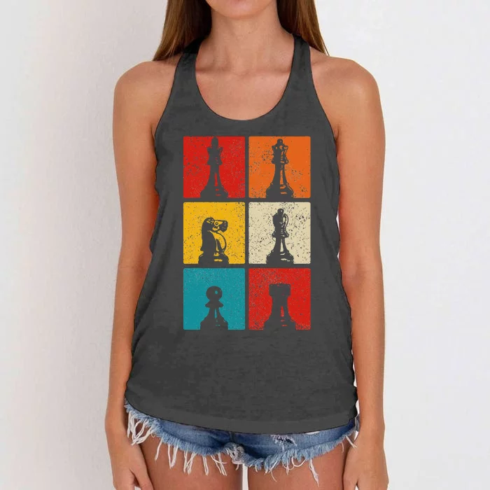 Chess Vintage Chess Master Club Chess Player Women's Knotted Racerback Tank